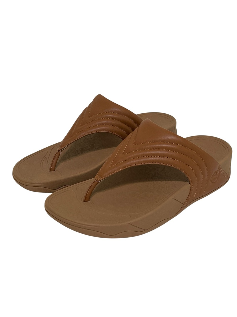 Fitflop Leather Toe-Post Sandals Light Tan Flip Flop Thong Comfort Wedge Size 10
